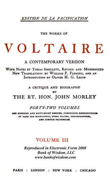 The Works of Voltaire, Vol. 3 of 42 vols + INDEX volume 43